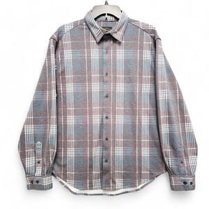 PTO Collin Plaid Long Sleeve Button-Up‎ Shirt Mens Large Blue Purple